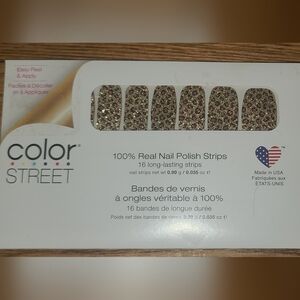 Color Street Gold & Brown Leopard Print Glitter Nail Polish Strips - Safari Chic